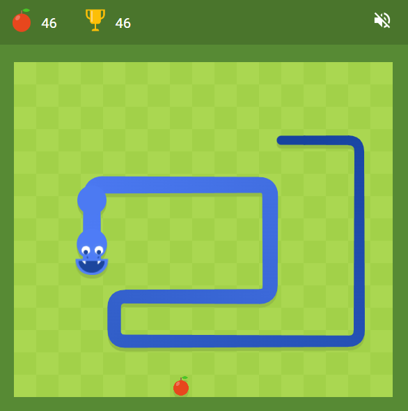 Snake eating apples to grow longer in Snak Game
